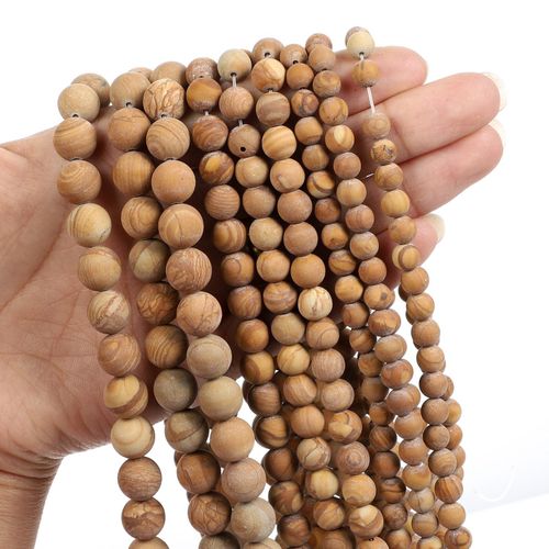 Perles En Pierre Naturelle, Breloque En Grain De Bois Jaune Givr, Pour La Fabrication De Bijoux, Bracelet  Faire Soi Mme, 4 12 Mm