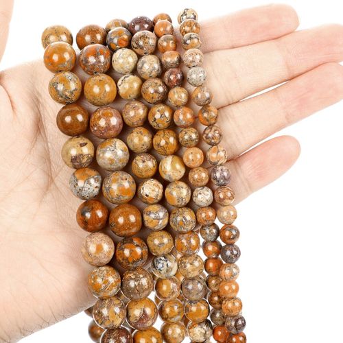 Perles En Pierre Naturelle, Breloque En Pin Empereur Jaune, Rondes, Amples, Pour La Fabrication De Bijoux, Couture, Bracelet, Bricolage, 4 12 Mm