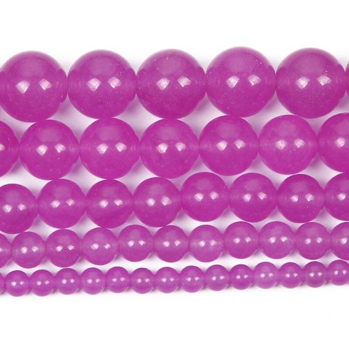 Perles En Pierre Naturelle Fuchsia Calcdoine, Rondes Et Amples Pour La Fabrication De Bijoux, Travaux D'aiguille, Bracelets, Collier, Brin De 4  12 Mm