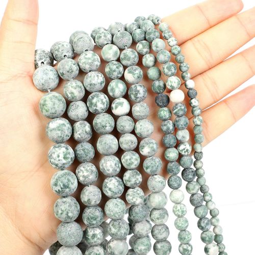 Perles En Pierre Naturelle, Perles Rondes En Agate  Pointe Verte Givre Pour La Fabrication De Bijoux, Bracelet  Faire Soi Mme, 4 12 Mm