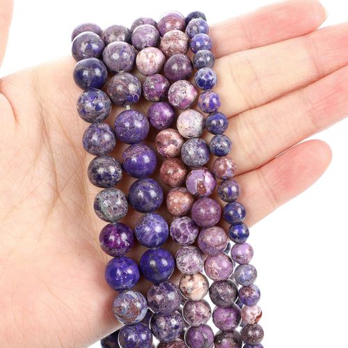 Perles En Pierre Naturelle Pour Fabrication De Bijoux, Breloque En Pin Empereur Violet, Rondes Et Amples Pour La Fabrication De Bijoux, Bracelet  Faire Soi Mme, 4 12 Mm