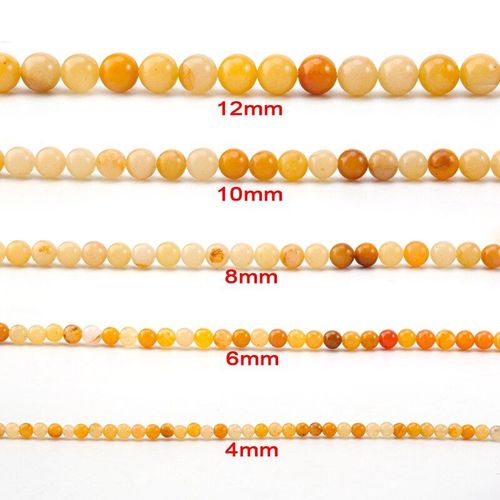 Perles Rondes De Jades Polies, 1 Brin De Calcdoine Jaune Citron 4 6 8 10 12mm, Accessoire De Bracelet Fait  La Main Pour La Fabrication De Bijoux