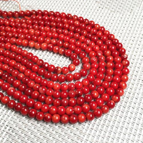 Perles Rondes En Corail Rouge, 36cm, Artificiel, Fait  La Main, Collier Rtro, Bracelet, Bijoux De Fte, Transfert, Cadeau D'amour, Perle Ample