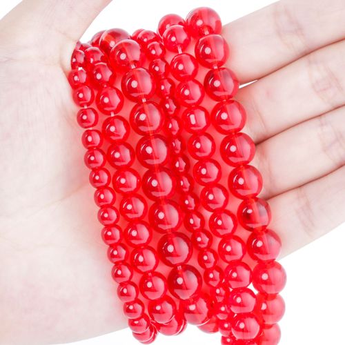 Perles Rondes En Cristal Rouge Naturel De 6/8/10mm, En Vrac, Utilises Dans La Fabrication De Bijoux, Boucles D'oreilles, Bracelets Et Colliers  Faire Soi Mme
