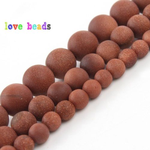 Perles Rondes En Grs Dor Mat, 4/6/8/10/12mm, Perles En Pierre Naturelle Pour La Fabrication De Bijoux, Bracelet  Faire Soi Mme, 15 Pouces