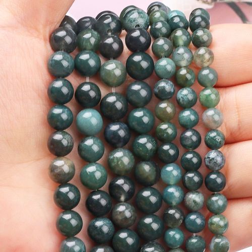 Perles Rondes En Pierre D'agate De Mousse, Grenat En Vrac, Fournitures Pour La Fabrication De Bijoux  Faire Soi Mme, Bracelet  Intervalle De 6/8/10mm