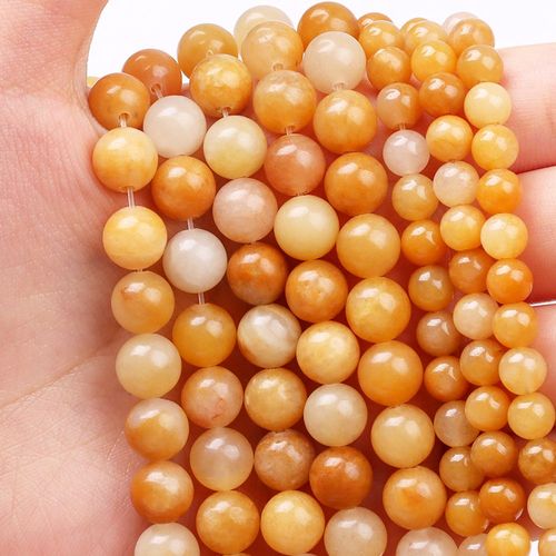 Perles Rondes En Pierre De Jade Jaune Pour La Fabrication De Bijoux, Fournitures De 6/8/10mm, Espacement De Pierres Prcieuses, Bricolage De Bracelet Et Collier