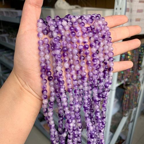 Perles Rondes En Pierre Naturelle De Jades, Calcdoine Violette, Pour La Fabrication De Bijoux, Bracelets Faits  La Main, 4/6/8/10/12mm