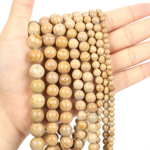 Perles Rondes En Pierre Naturelle, Fil Jaune, Pour La Fabrication De Bijoux, Bracelet  Faire Soi Mme, 4/6/8/10/12 Mm