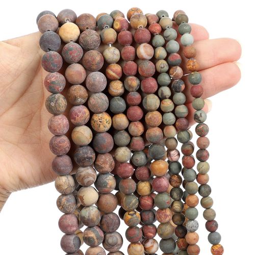 Perles Rondes En Pierre Naturelle Pour La Fabrication De Bijoux, Perles De Pin Rouge Givr, D'herbe Verte, Brelobricolage Amples Pour La Fabrication De Bijoux, Bracelet  Faire Soi Mme, 4 12 Mm