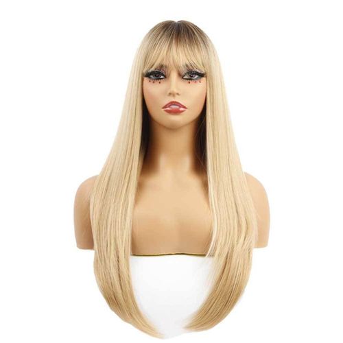 Perruque Femme Avec Frange Et Cheveux Raides, Adapte  Un Usage Quotidien