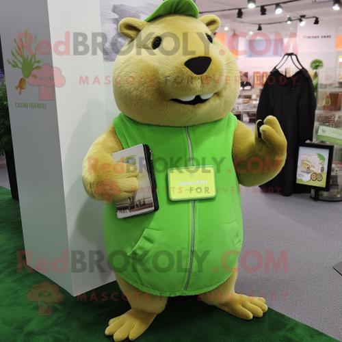 Personnage De Costume De Mascotte Redbrokoly Capybara Vert Citron Habill D'un T-Shirt  Manches Longues Et De Porte-Monnaie