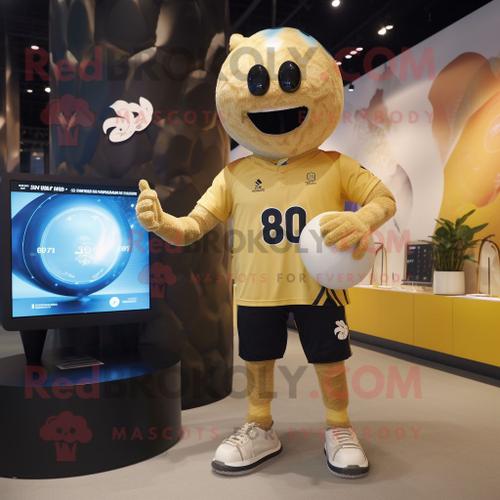 Personnage De Costume De Mascotte Redbrokoly De Ballon De Volley-Ball Dor Habill D'un Maillot De Rugby Et De Montres Numriques