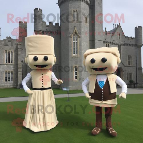 Personnage De Costume De Mascotte Redbrokoly De Chteau Irlandais Beige Habill D'une Robe Midi Et De Cravates