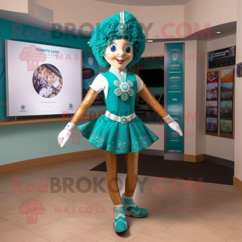 Personnage De Costume De Mascotte Redbrokoly De Danseuse Irlandaise Bleu Sarcelle Habill D'un Bikini Et D'pingles  Cravate