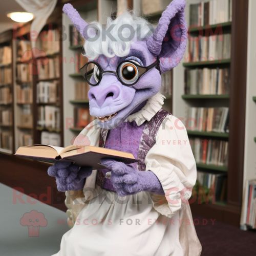 Personnage De Costume De Mascotte Redbrokoly De Gargouille De Lavande Habill D'un Chemisier Et De Lunettes De Lecture