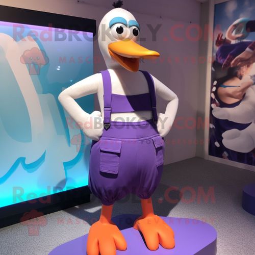Personnage De Costume De Mascotte Redbrokoly De Goland Violet Habill D'un Dbardeur Et De Bretelles