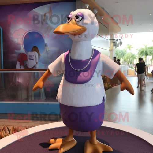 Personnage De Costume De Mascotte Redbrokoly De Goland Violet Habill D'un Dbardeur Et De Bretelles