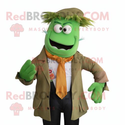 Personnage De Costume De Mascotte Redbrokoly De Goulash Vert Habill D'une Veste Et De Cravates