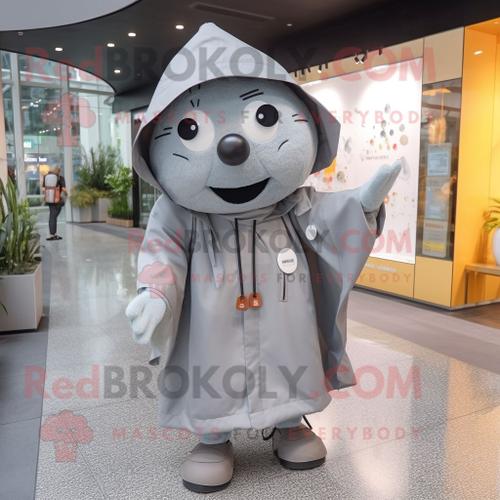 Personnage De Costume De Mascotte Redbrokoly De Pho Gris Habill D'un Impermable Et De Colliers