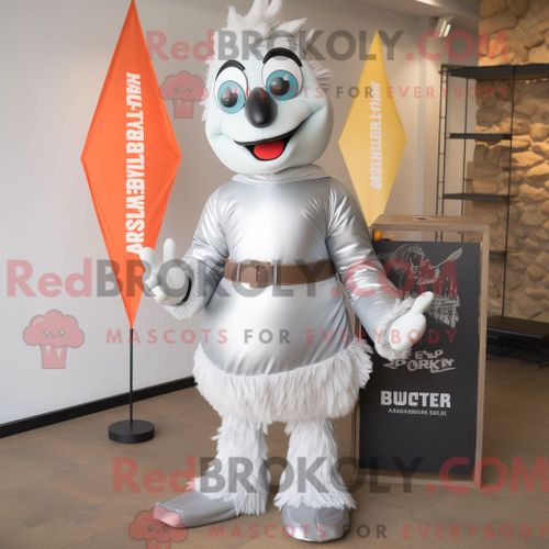 Personnage De Costume De Mascotte Redbrokoly De Poulet Au Beurre Argent Habill Avec Un Jean Skinny Et Des Ceintures