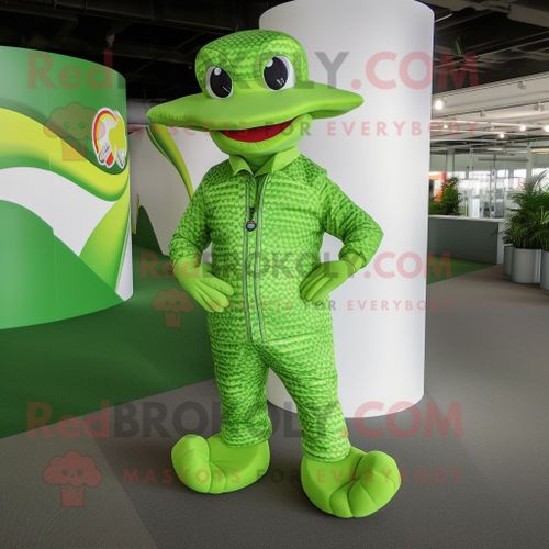 Personnage De Costume De Mascotte Redbrokoly De Python Vert Citron Vtu D'un Rashguard Et De Chapeaux