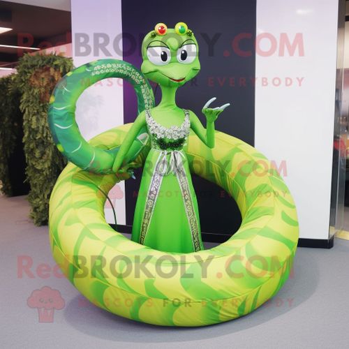 Personnage De Costume De Mascotte Redbrokoly De Python Vert Citron Vtu D'une Jupe Circulaire Et De Bracelets