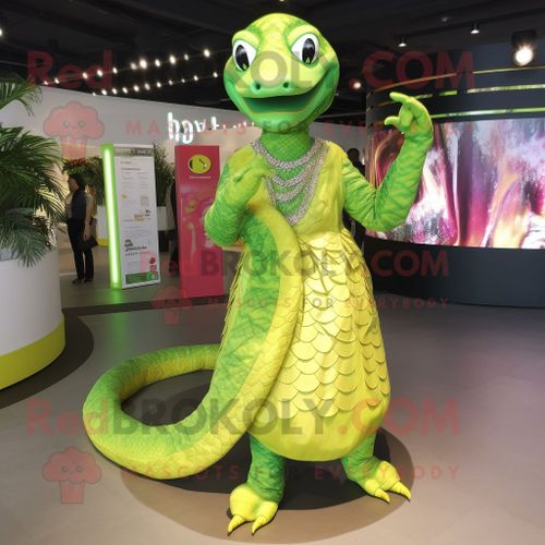 Personnage De Costume De Mascotte Redbrokoly De Python Vert Citron Vtu D'une Jupe Circulaire Et De Bracelets