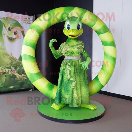 Personnage De Costume De Mascotte Redbrokoly De Python Vert Citron Vtu D'une Jupe Circulaire Et De Bracelets