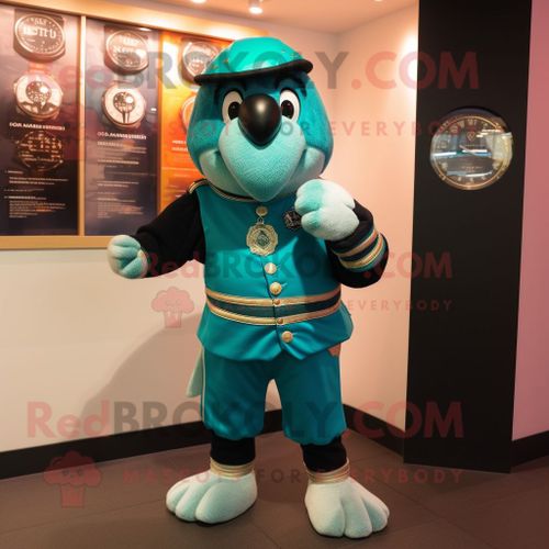 Personnage De Costume De Mascotte Redbrokoly Guinness Turquoise Habill D'un T-Shirt Graphique Et De Montres Bracelet