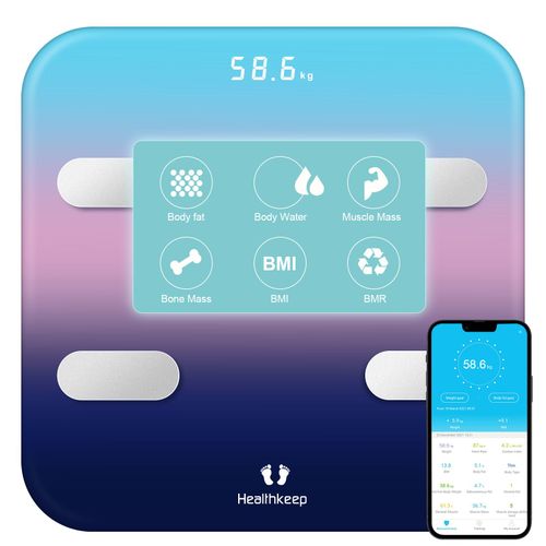 Pse Personne Impdancemtre, Healthkeep Balance Connecte Wifi Et Bluetooth, Pse Personne lectronique Avec 7 Donnes Clairement Affiches Sur Un Grand cran Led, App Pour Ios Et Android, 180kg