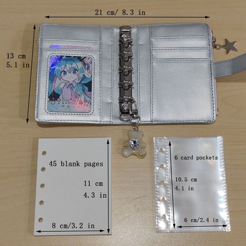 Petit Cahier En Cuir Souple Argent Pour Filles,Porte-Cartes Portable,Classeur tudiant,Bloc-Notes M5,Conception De Niche Simple - Type Notebook Set-A6