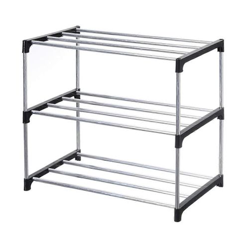 Petit tagre  Chaussures Empilable, Entre, Couloir Et Placard Pour Un Rangement Et Une Organisation Peu Encombrants (3 Niveaux, Noir)