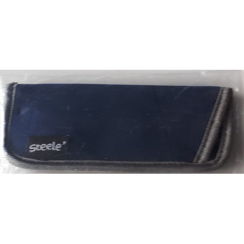 Petit tui De Protection En Nylon Mousse Bleu Gris Gans D'un Galon Gris - Ouverture Sur Un Ct - 14/15x6cm - Avec tiquette Steele'