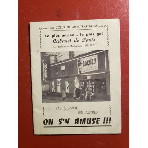 Petit Livret Publicit Cabaret Le Jockey Paris Annes 50