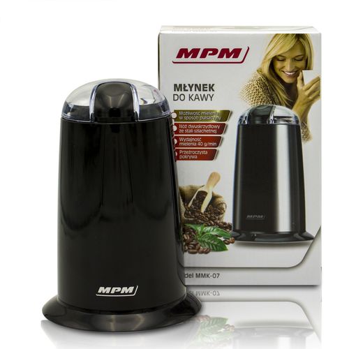 Moulin  Caf lectrique, Graines et Noix, Double Lame Acier, Broyage 40 g/min 140W Noir MPM MMK-07/C