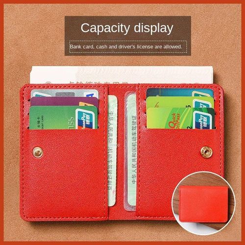 Petit Portefeuille En Cuir Pu Pour Femme,Porte-Monnaie Ultra Fin Avec Boutons,Sac Pour Carte De Crdit,Porte-Documents Solide,Court Et Simple