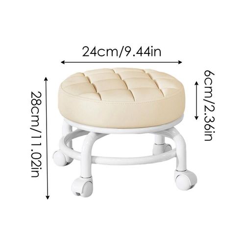 Petit Tabouret  Roulettes Rglable,Rotation  360 ,Tabouret De Courtoisie,Tabouret  Roulettes Rond,Tabouret Rotatif,Maison - Type Milky White