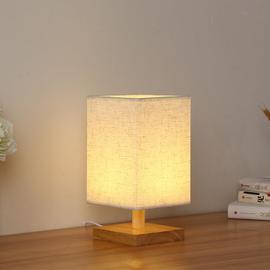 Petite lampe de table pour chambre à coucher - Lampes de chevet pour table de  chevet, Lampe de chevet minimaliste en bois massif avec abat-jour carré en  tissu