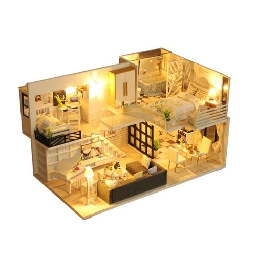 Petite Maison  Assembler  La Main, Montre Lune Dans Une Ancienne Maison De Style Majuscule Chinoise, Cadeau D'Anniversaire, Poupe Pour Enfants Bir G7g6