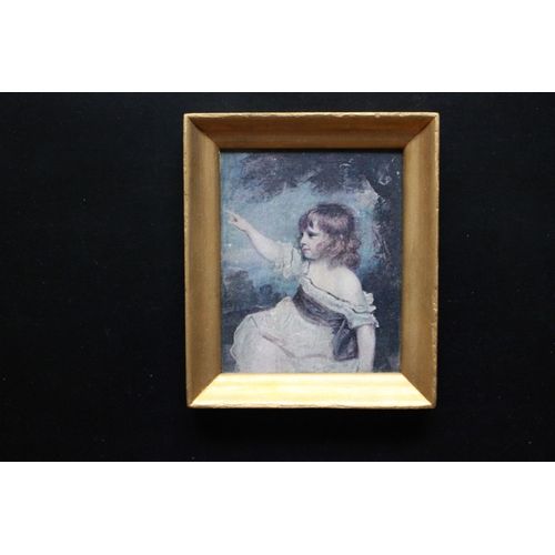 Petite Reproduction Ancienne Du Portrait De Francis George Hare Par Joshua Reynolds Dans Un Cadre Dor
