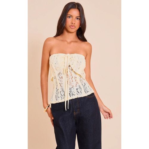Petite Top Bustier Ajust En Dentelle Jaune Citron, Jaune Citron