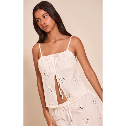 Petite Top Fluide En Effet Lin Blanc  Tourbillons Brods, Blanc