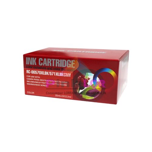 Pgi-570 Cli-571 Xl Cartouches D'encre Haute Qualit Compatibles Pour Canon Pixma Mg7700 Mg7750 Mg7751 Mg7752 Mg7753 Ts8050 Ts8051 Ts8052 Ts8053 Ts9050 Ts9055 Mg5750 Mg5752 Mg5753 Mg6850 (Pack X1)