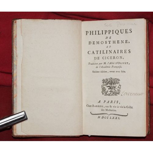 Philippiques De Dmosthne  Et Catilinaires De Cicron   de Dmosthne