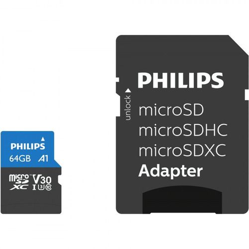 Philips MicroSDXC Card 64Go / GB Class 10 UHS-I U3 incl. adaptateur