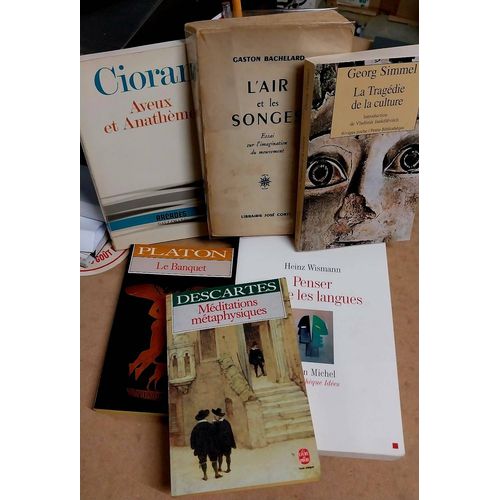 Philosophie , Slection Livres 10 +1 ; Bachelard, Cioran, Marcuse, Alan Watts, Platon, Descartes, Wilhelm Reich, Heinz Wisman , Georg Simmel..