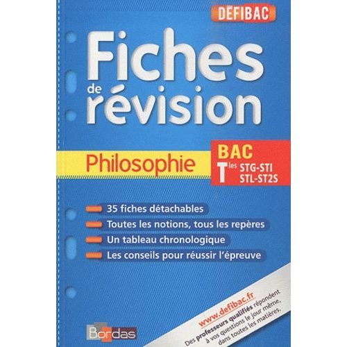 Philosophie Tle Stg-Sti-Stl-St2s - Fiches De Rvision   de Roche Christian  Format Broch 
