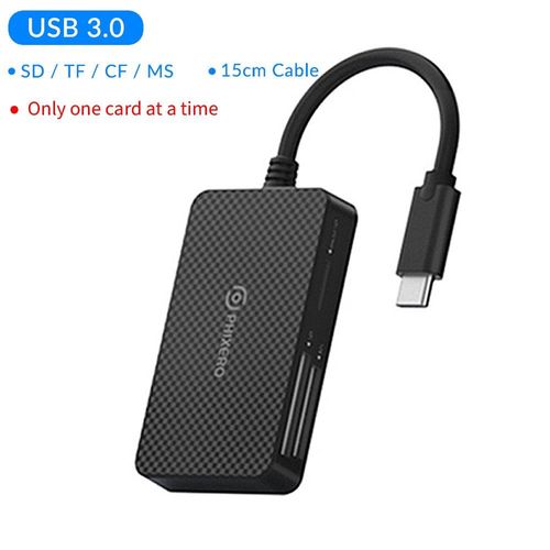 PHIXERO-Lecteur de carte 4-en-1 USB3.0/USB-C SD Micro SD TF CF MS Compact Flash Card Adapter for Laptop PC Multi OTG Smart Card Read - Type USB C (Single Read)
