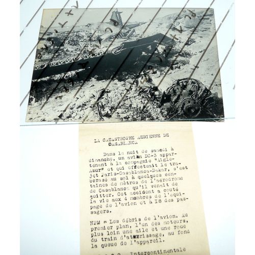Photo Presse Douglas Dc 3 Aigle Azur / Catastrophe Arienne De Casablanca Le 10 Juillet 1950